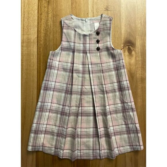 Janie and Jack Vintage Pink Tag Toddler Girls' Plaid Sleeveless Dress Size 4T